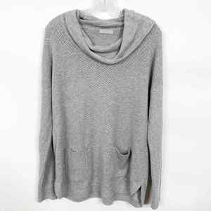 Evolution by Cyrus Cowl Neck Sweater Large Womens Perforated Gray Ribbed